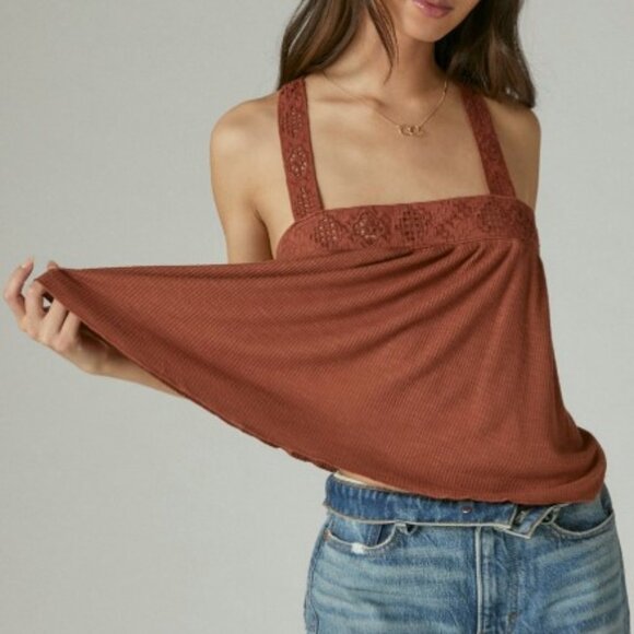 Lucky Brand NWT XL Tank Camisole Cotton Coral - Picture 2 of 10